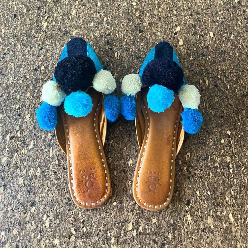 Figue | Iris Striped Pom Pom Mules